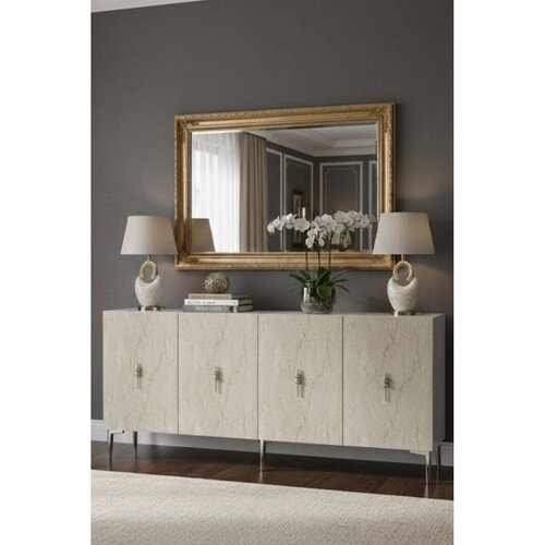 Hanah home komoda Salkım 180, 180 cm, bela / travertin / srebrna Cene