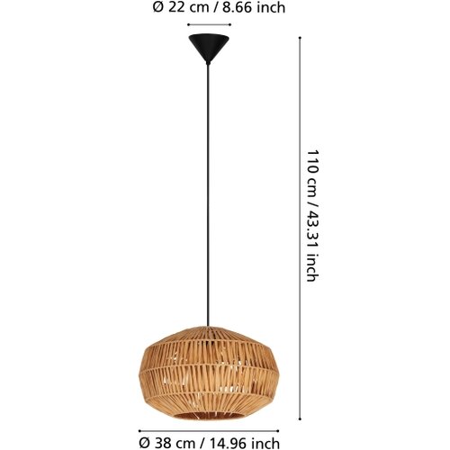 Eglo 44143 - visilica na sajli sheldon 1xE27/40W/230V braon Slike