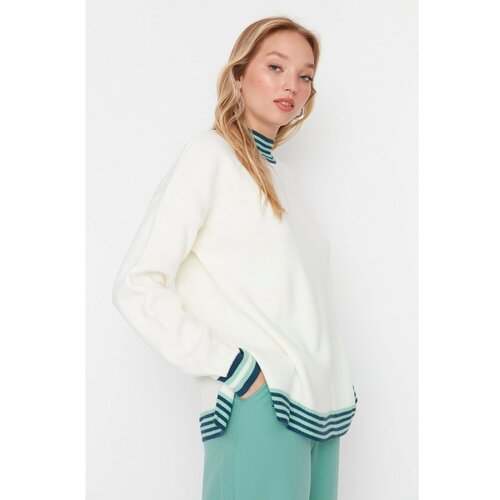 Trendyol Ecru Striped Knitwear Sweater Slike