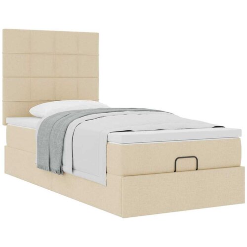 Otomanski okvir kreveta s madraca krem 80x200cm od tkanine Slike
