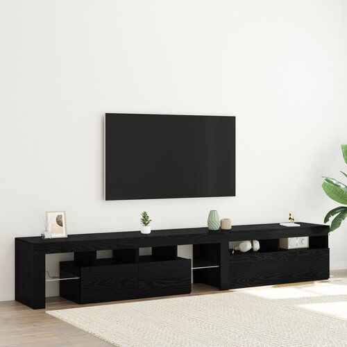 vidaXL TV ormarići 2 kom s LED svjetlima Crni hrast Konstruirano drvo, TV stalak s LED svjetlima - Crni hrast, 90x35x40 cm, napravljen od konstruiranog drveta Cijene