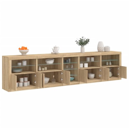 VidaXL Komoda z LED lučkami sonoma hrast 283x37x67 cm Slike