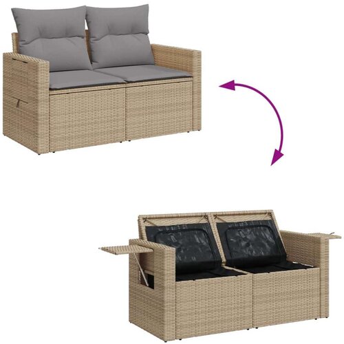 9-dijelni set vrtnih sofa s jastucima bež od poliratana Slike