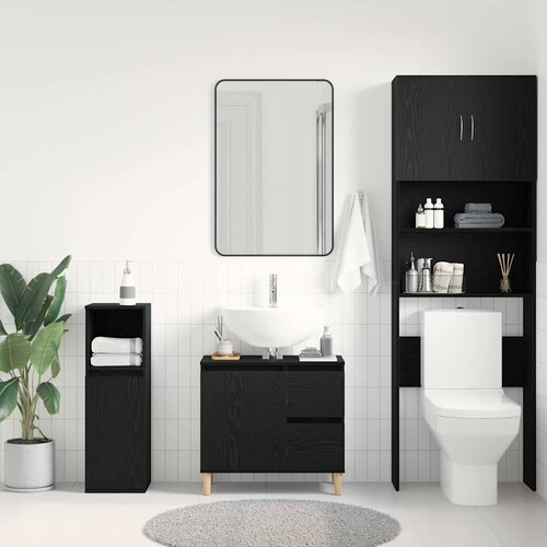  Kupaonski ormar Crni hrast 65 x 33 x 60 cm Konstruirano drvo Slike