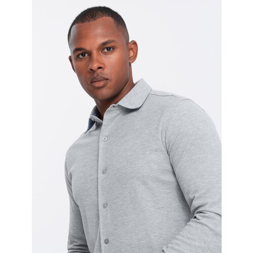 Ombre Men&amp;#039;s SLIM FIT shirt in decorative fabric - blue Slike