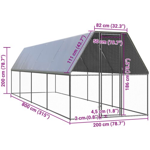  kavez za koko&amp;scaron;i 2 x 8 x 2 m od pocinčanog čelika Slike