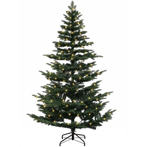 Umjetno božićno drvce s nogom 210 cm 300 LED lampica - Zelena 210 cm s LED svjetlima Slike
