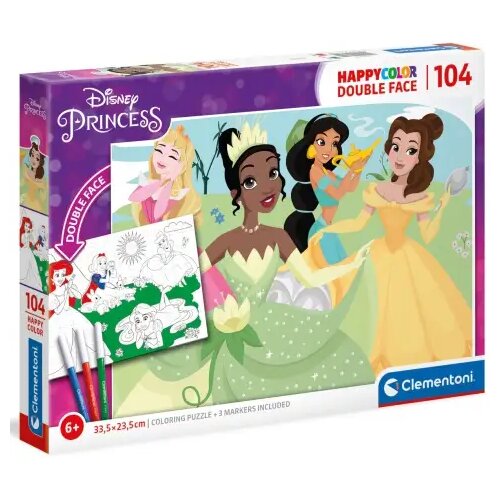 Clementoni Disney Princeze Double 2 u 1 104kom dvostrane puzzle za bojanje - Cene