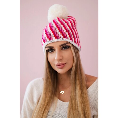 Kesi marka niezdefiniowana Cap with a pompom Hanna K328 white+fuchsia Slike