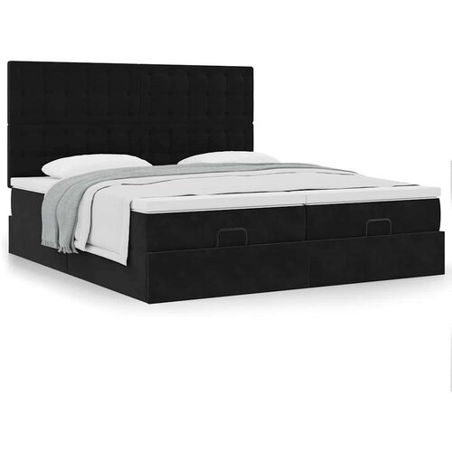 vidaXL Otomanski posteljni okvir z vzmetnicami črn 180x200cm žamet Cene