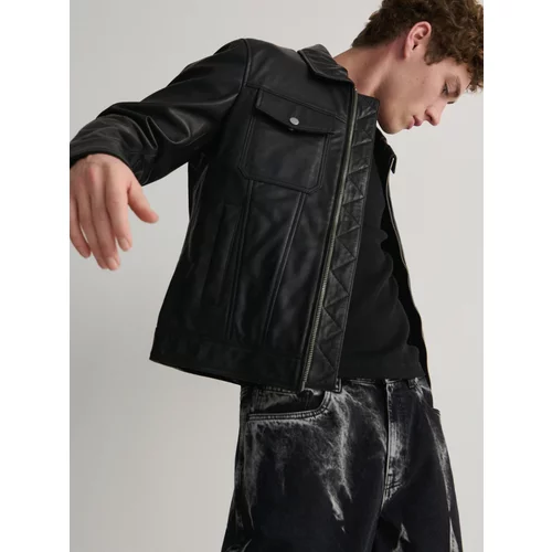 Reserved - Kožna motoristička jakna - crno