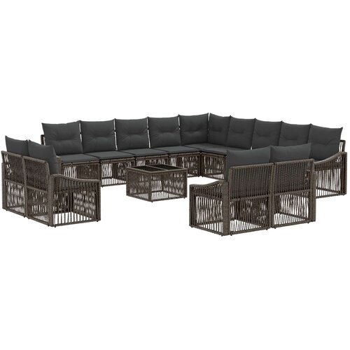vidaXL Vrtna sedežna garnitura 14 pcs Siva poli ratan, (5000270151) Cene