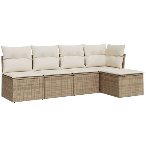 vidaXL 5-dijelni vrtni set sofa s jastucima bež od poliratana Cijene