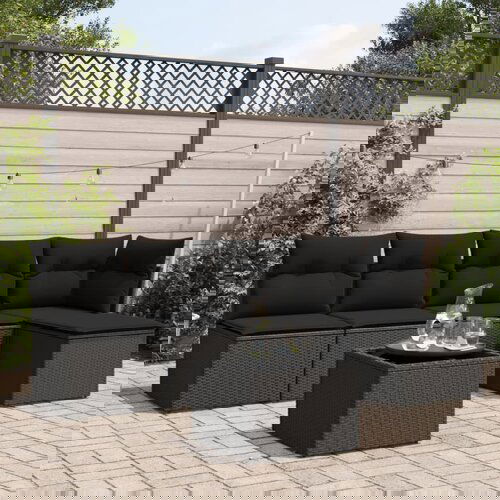 VidaXL 6-dijelni set vrtnih sofa s jastucima crni od poliratana Slike