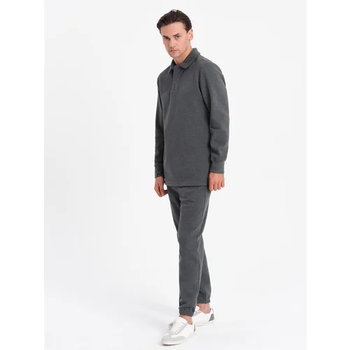 Ombre Men's tracksuit set sweatshirt with polo collar + pants