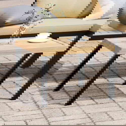 vidaXL Vrtni stolić za kavu crni 55x55x39,5 cm čelik obložen prahom Cijene
