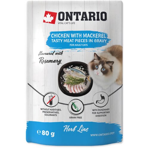 Ontario Cat Herb Line vrečka - pi&scaron;čanec in sku&scaron;a - 80 g 80 g Cene