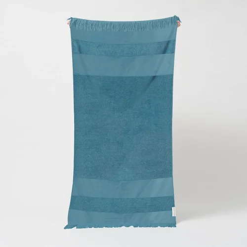 Sunnylife Modra bombažna brisača za plažo Summer Stripe, 175 x 90 cm