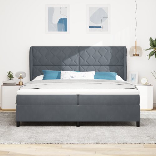  Kutna krevet s madracem Tamno siva 200x200 cm Bar&amp;scaron;un Slike