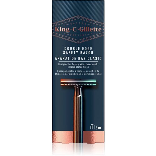 King C. Gillette Klasični brivnik in 5 britvic z dvojnim robom DOUBLE EDGE Cene