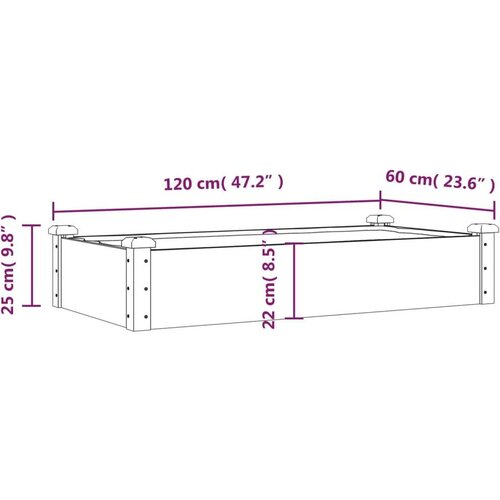 vidaXL Vrtna visoka greda s podlogo siva 120x60x25 cm trden les jelke Cene