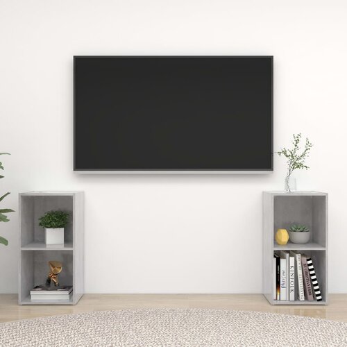  The Living Store TV omarice 2 kosa betonsko sive 72x35x36,5 cm iverna plo&amp;scaron;ča - TV Omarica, (21555728) Slike