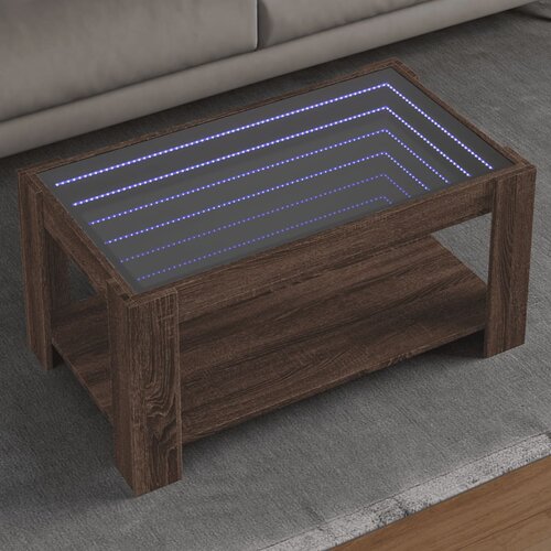 Furnova Klubska mizica LED rjavi hrast 93x53x45 cm inženirski les, (21915082) Slike