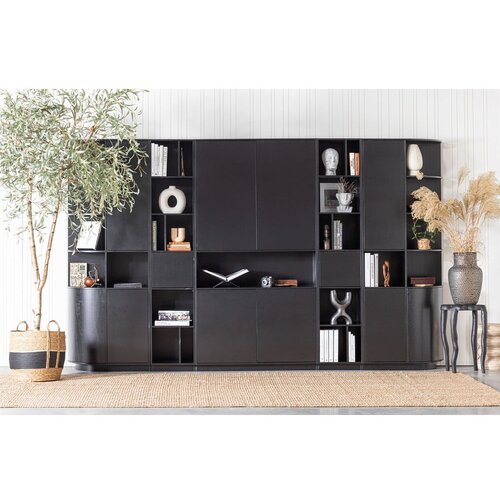WOOOD Crna modularna biblioteka od masivnog bora 276x210 cm Finca &amp;ndash; Slike