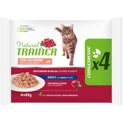 Natural trainer Cat Multipack Adult, vrečka - losos - 4 x 85 g Cene