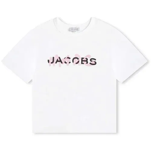 Marc Jacobs Otroška bombažna kratka majica bela barva