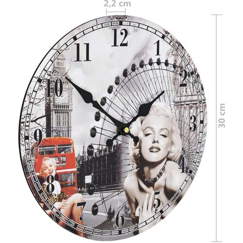 VidaXL Starinski zidni sat sa slikom Marilyn Monroe 30 cm Slike