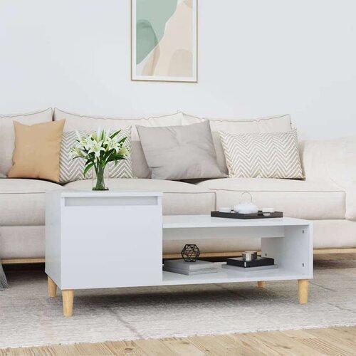  Stolić za kavu sjajni bijeli 100x50x45 cm od konstruiranog drva Slike