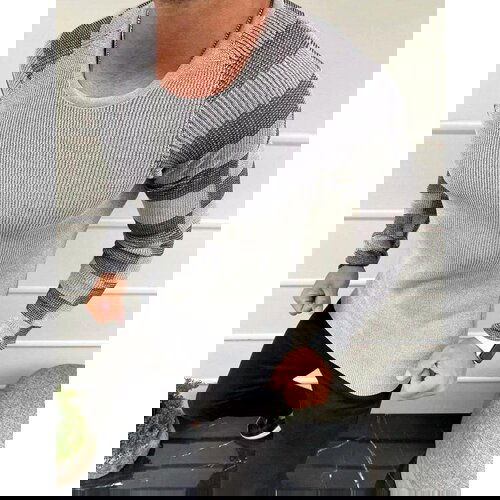 DStreet Sweter męski wkładany przez głowę ecru Slike