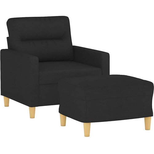  Fotelja s tabureom crna 60 cm od tkanine Slike