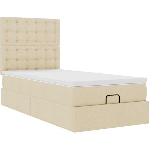 VidaXL Otomanski posteljni okvir z vzmetnico krem 100x200 cm blago, (21607417) Slike