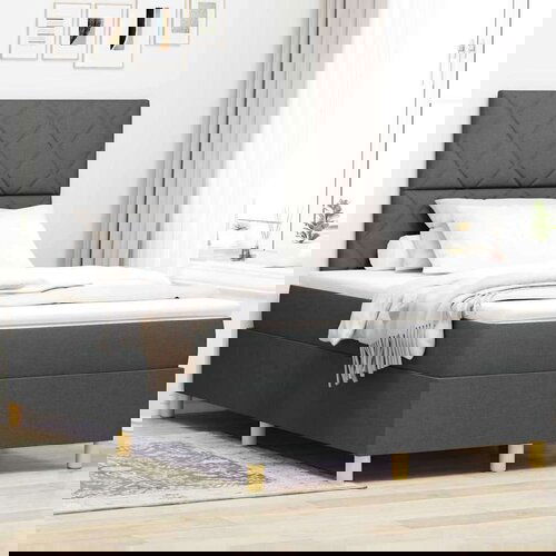 vidaXL krevet s kutijom s madracem i LED tamno siva 120x200 cm tkanina Cijene