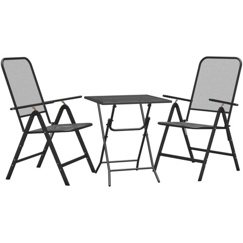  Vrtna garnitura - 3-dijelni vrtni blagovaonski set ekspandirani metal antracit - Dužina stola 60 cm 2 Slike