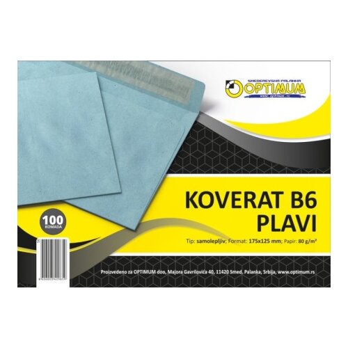  Koverat b6 plavi 1/100 samolepiv *sr ( 56 ) Slike