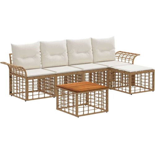  Zunanja garnitura za sedenje 6 pcs Naravna in krem bela, (5000270037) Cene