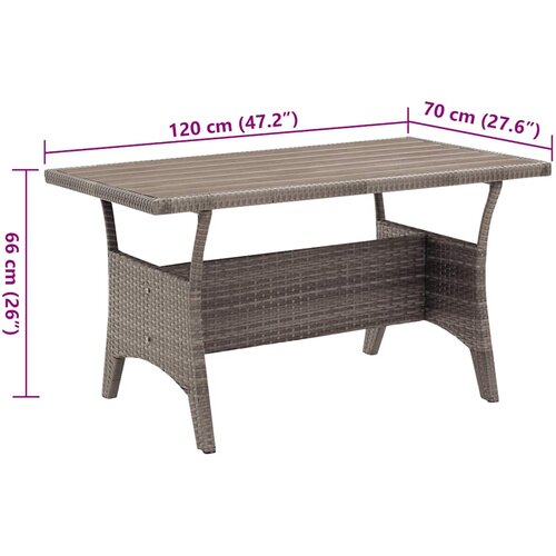  Vrtni stol sivi 120 x 70 x 66 cm od poliratana Slike