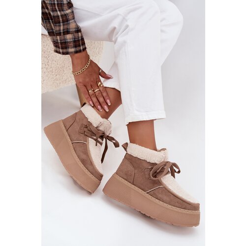 Boto Women&amp;#039;s Snow Boots on Platform with Fur Beige Florivelle Slike
