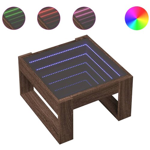 Maison Chic Klubska mizica - kavna mizica - Nizka mizica z neskončnimi LED rjavi hrast 50x53x30 cm, (21752034) Slike