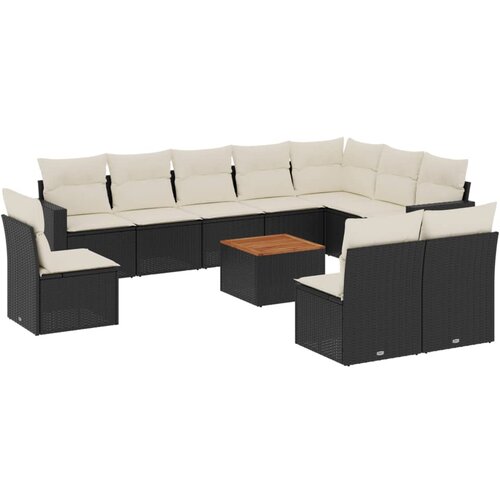 vidaXL 11-dijelni set vrtnih sofa od poliratana s jastucima crni Cijene