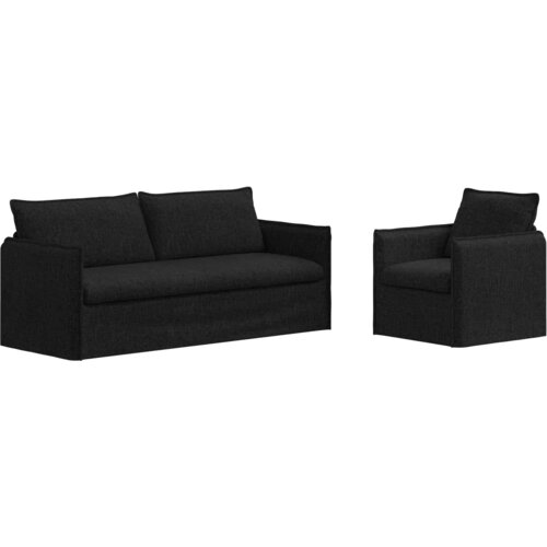  Set sofe 2 pcs Crna 196 x 82 x 85 cm Tkanina Slike