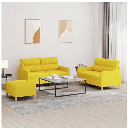 vidaXL 3-dijelni set sofa s jastucima svjetložuti od tkanine Cijene