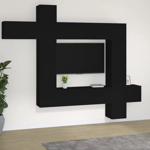 vidaXL 9-dijelni set TV ormarića crni od konstruiranog drva