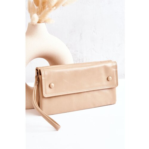 Kesi Large Leather Wallet On Zipper Beige Loreaine Slike