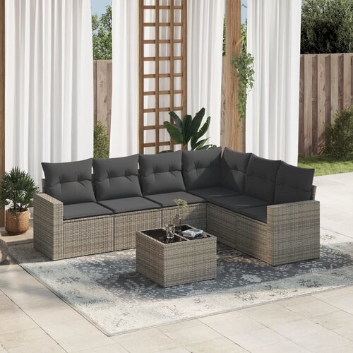 vidaXL 7-dijelni set vrtnih sofa sivi od poliratana Cijene