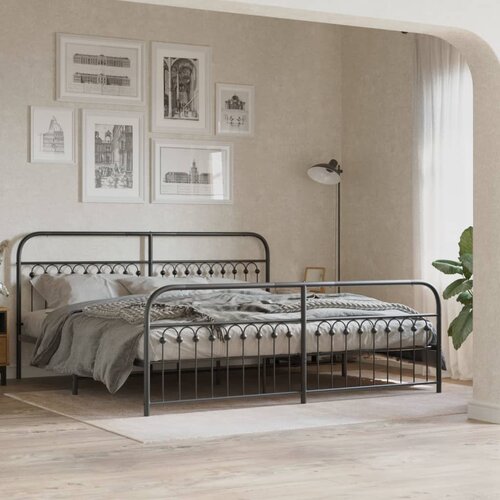  Metalni okvir kreveta uzglavlje i podnožje crni 193x203 cm Cijene
