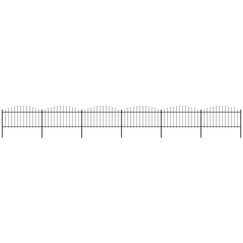 vidaXL Vrtna ograja s koničastimi vrhovi jeklo (1,25-1,5)x10,2 m črna